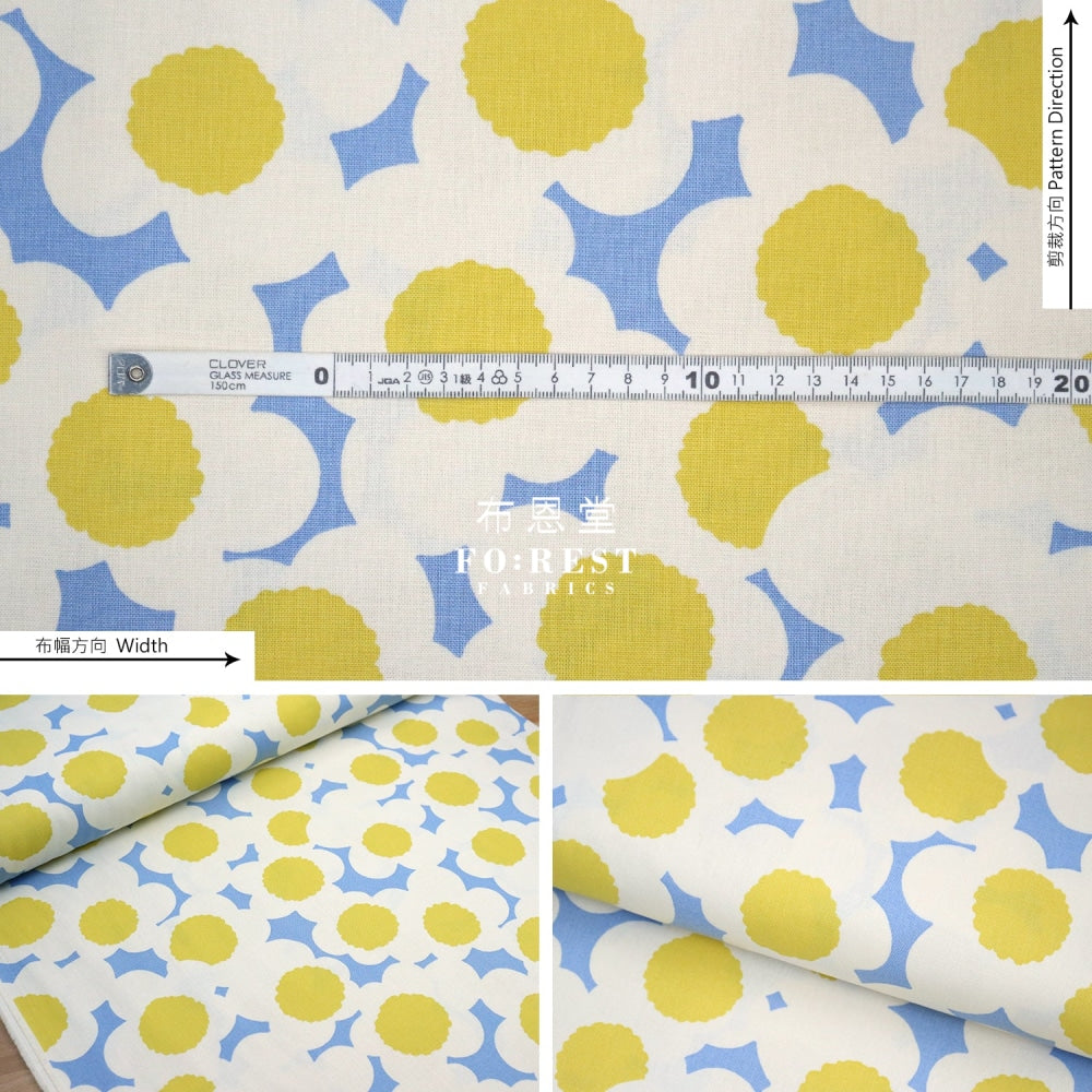 Canvas - Flower Fabric Blue Cotton Linen Canvas