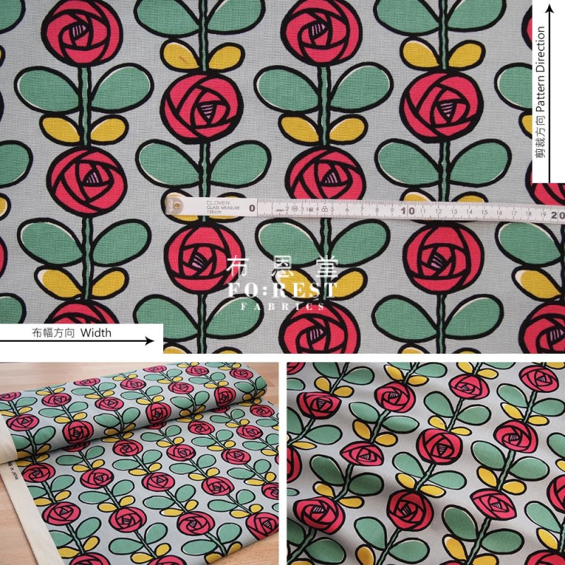 Canvas - Rose Fabric Gray Cotton Linen Canvas