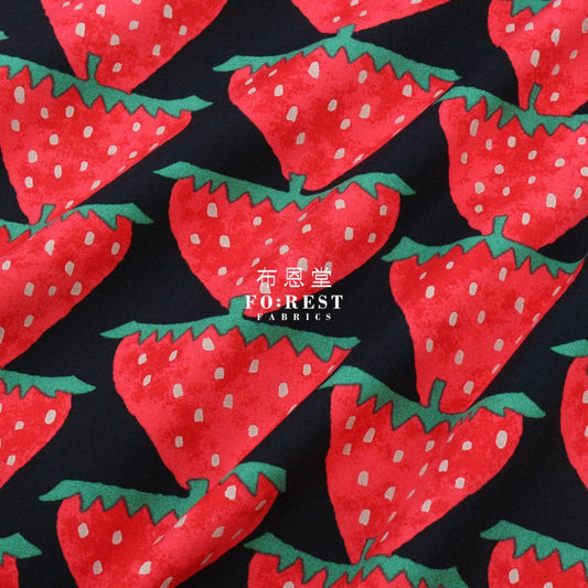 Canvas - Strawberry Fabric Black Cotton Linen Canvas
