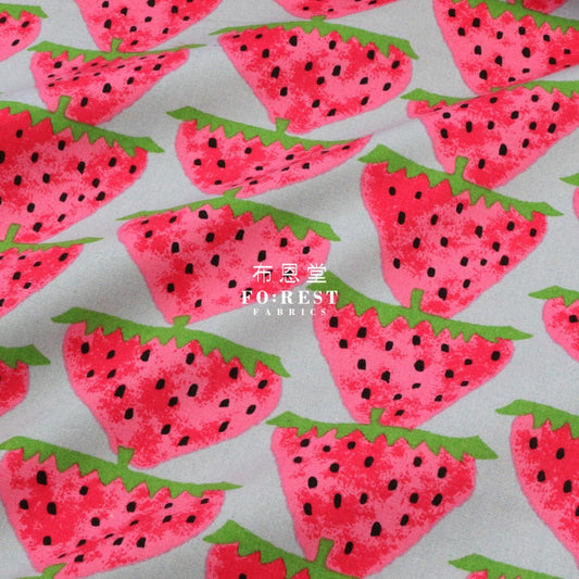 Canvas - Strawberry Fabric Gray Cotton Linen Canvas