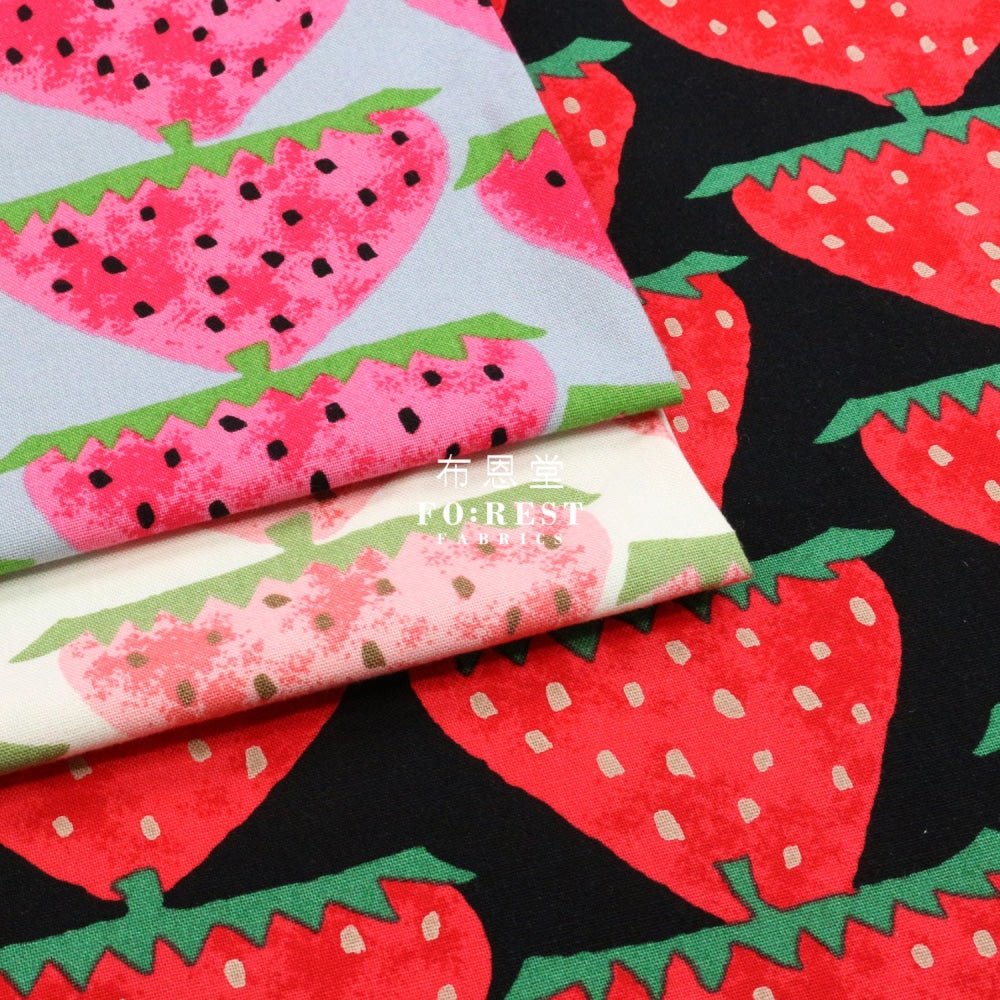 Canvas - strawberry fabric Gray - FO:REST Fabric 布恩堂Liberty fabrictana lawnjapanese fabricykk zipper