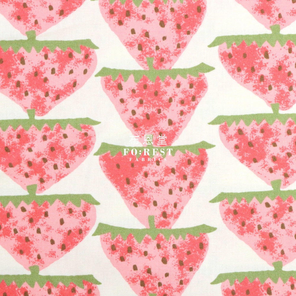 Canvas - Strawberry Fabric Natural Cotton Linen Canvas