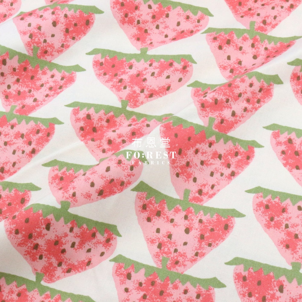 Canvas - Strawberry Fabric Natural Cotton Linen Canvas