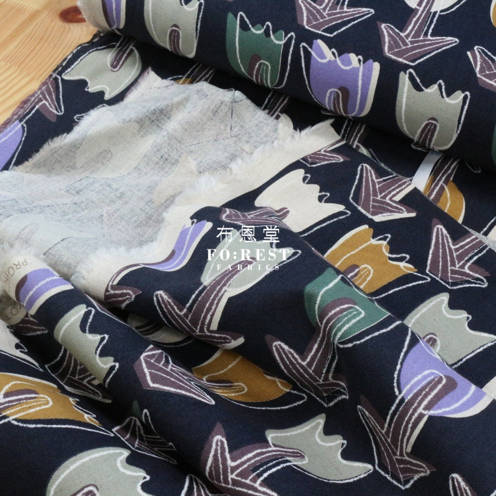 Canvas - Tulipa Fabric Black Cotton Linen Canvas