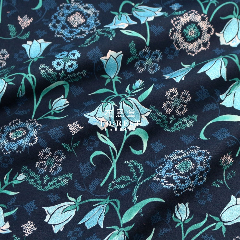 Copy Of Cotton - Brilliant Blooms Flower Navy