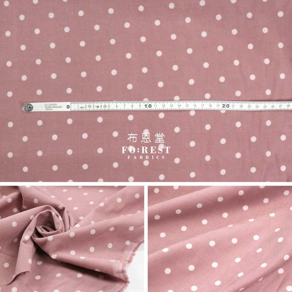 Corduroy - Dot Fabric Darkpink 100%Brushed Cotton
