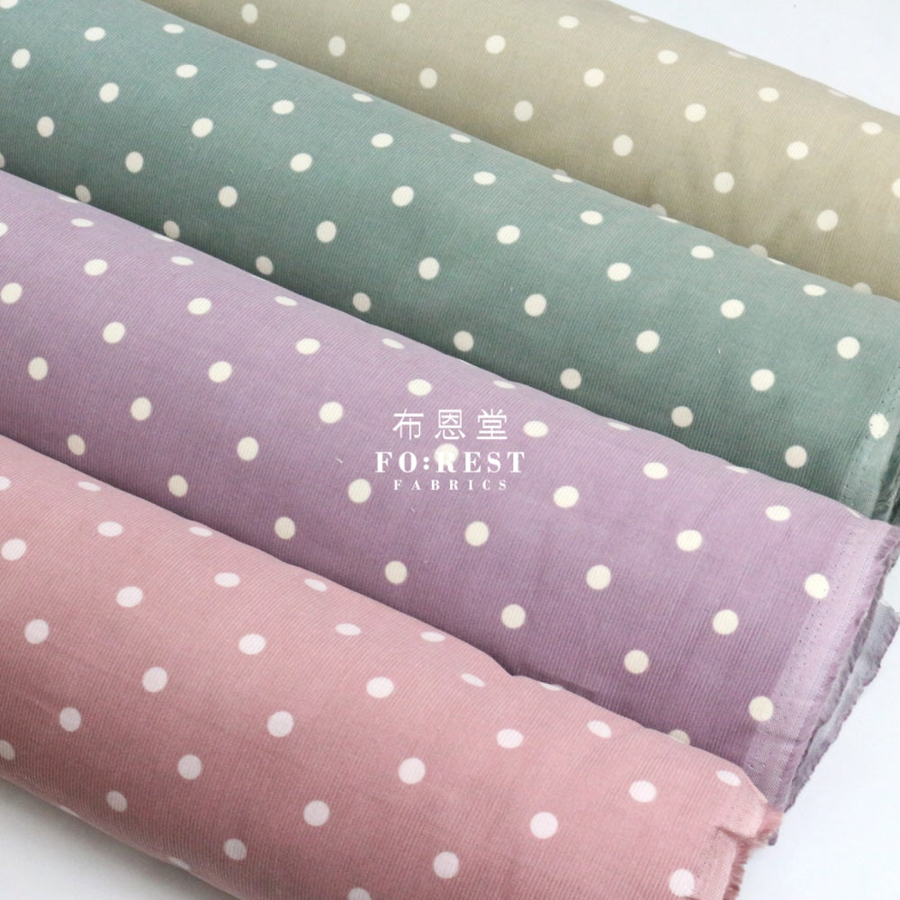 Corduroy - Dot Fabric Green 100%Brushed Cotton