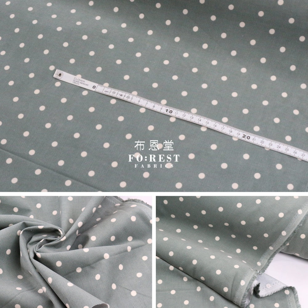Corduroy - Dot Fabric Green 100%Brushed Cotton