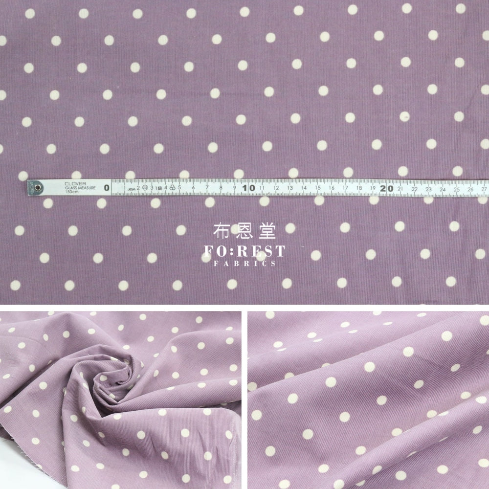 Corduroy - Dot Fabric Purple 100%Brushed Cotton