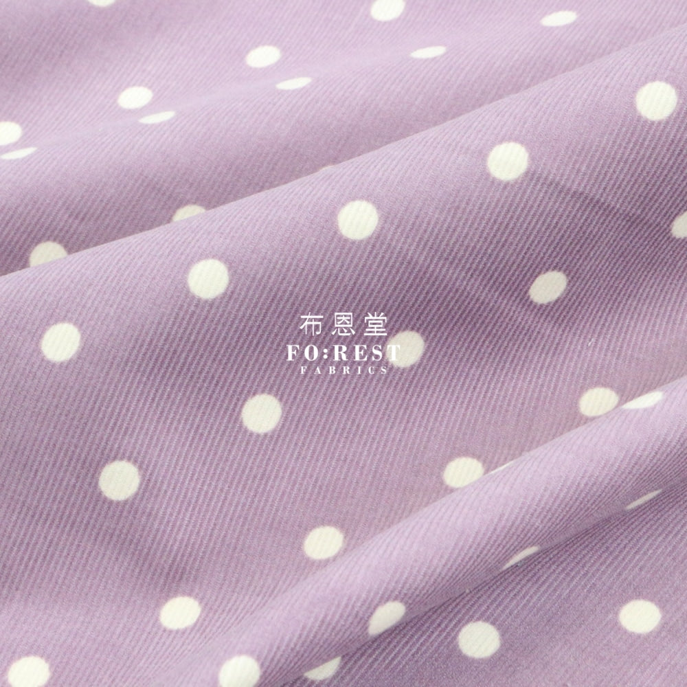 Corduroy - Dot Fabric Purple 100%Brushed Cotton