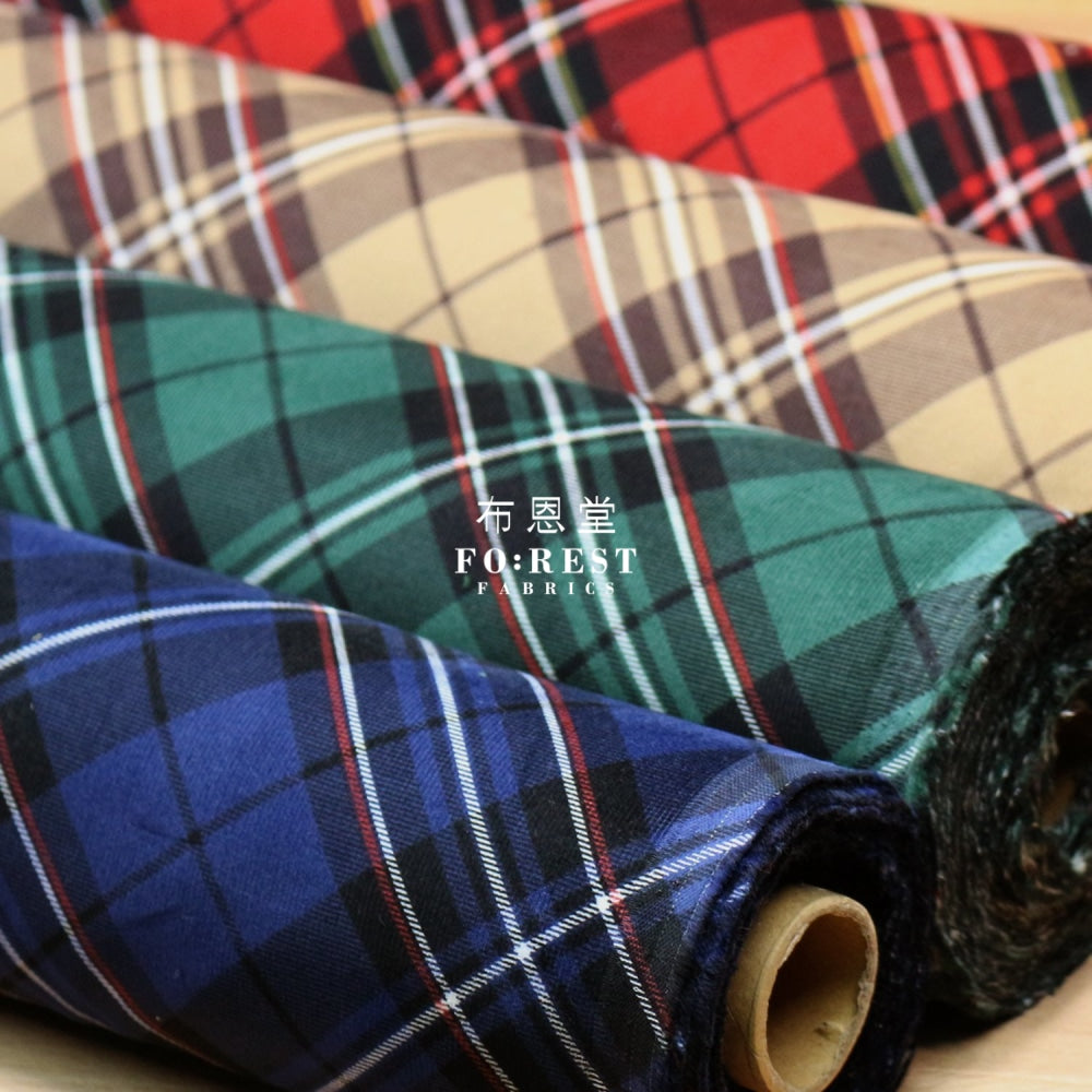 Corduroy - Tartan Fabric Khaki 100%brushed Cotton