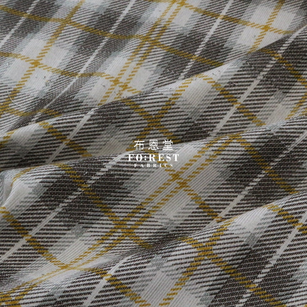 Corduroy - Tartan Fabric Mustard 100%Brushed Cotton