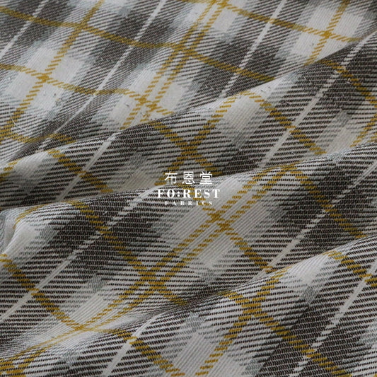 Corduroy - Tartan Fabric Mustard 100%Brushed Cotton