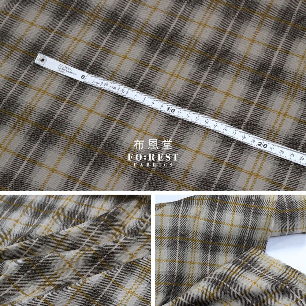 Corduroy - Tartan Fabric Mustard 100%Brushed Cotton