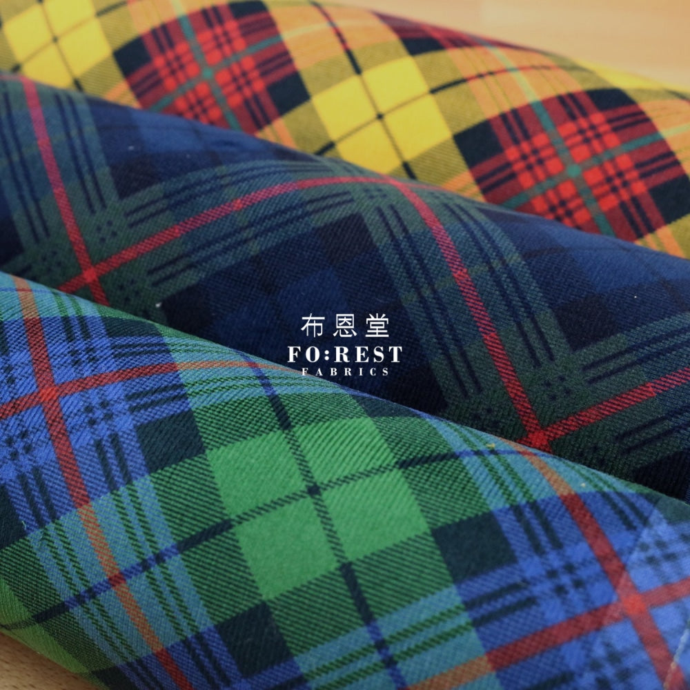 Corduroy - Tartan Fabric Navy 100%brushed Cotton