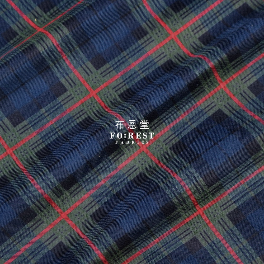Corduroy - Tartan Fabric Navy 100%brushed Cotton