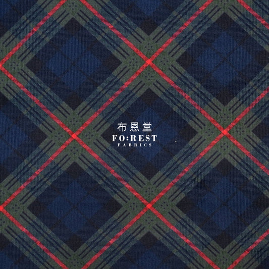 Corduroy - Tartan Fabric Navy 100%brushed Cotton
