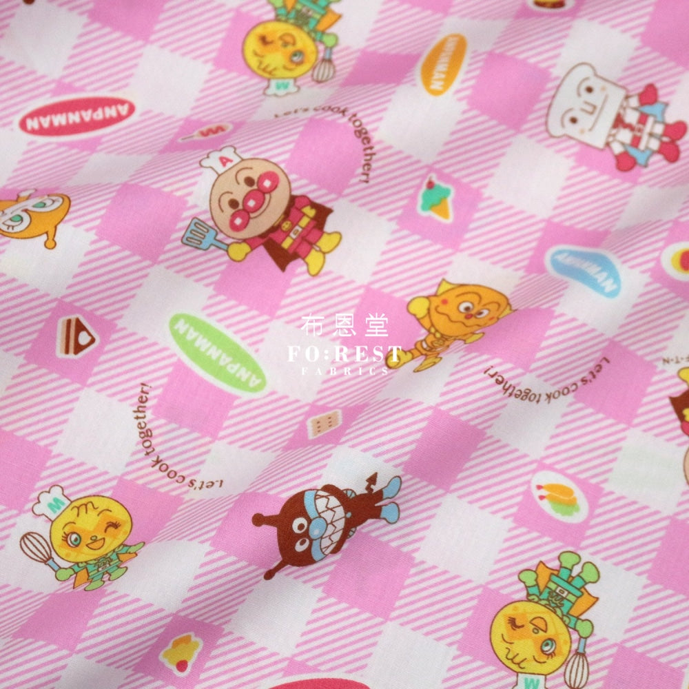 Cotton - Anpanman Fabric Pink (Member) Oxford
