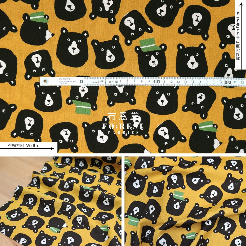 Cotton - Bear Fabric Mustard