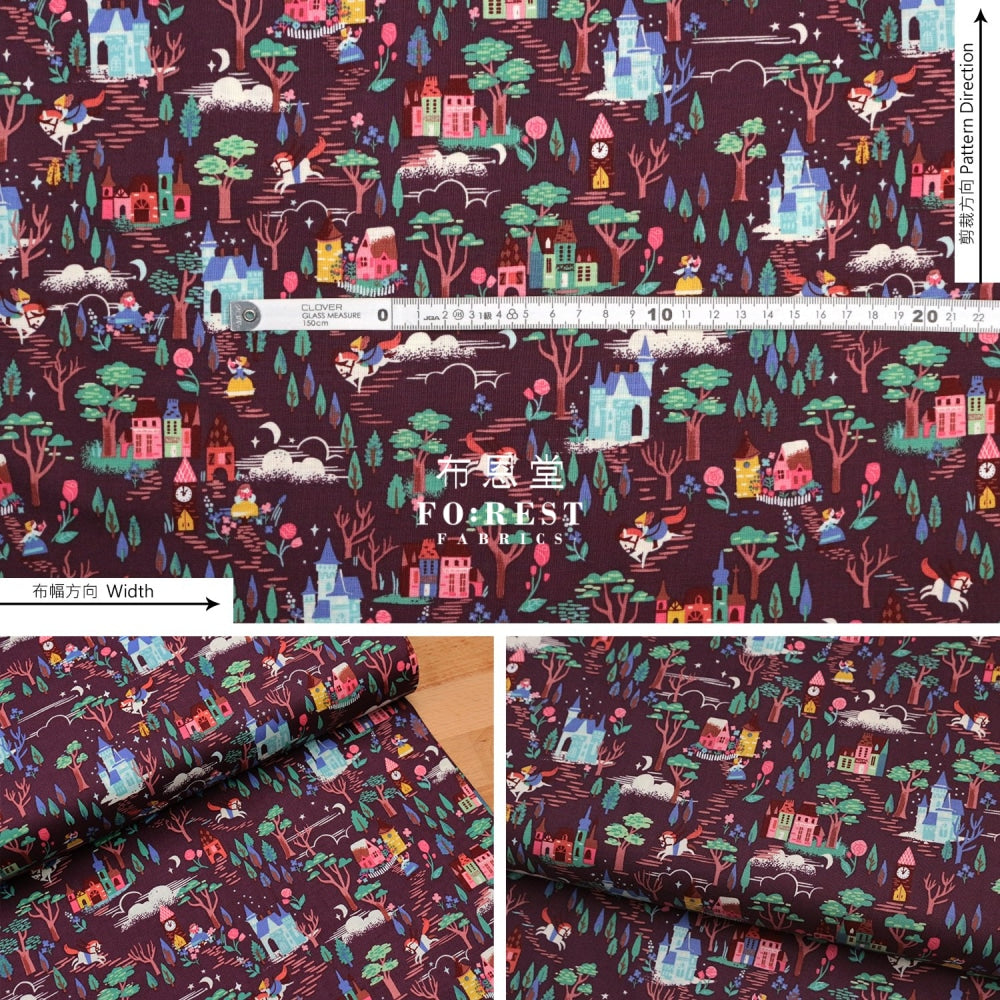 Cotton - Beauty And Beast Countryside Fabric Wine Cotton