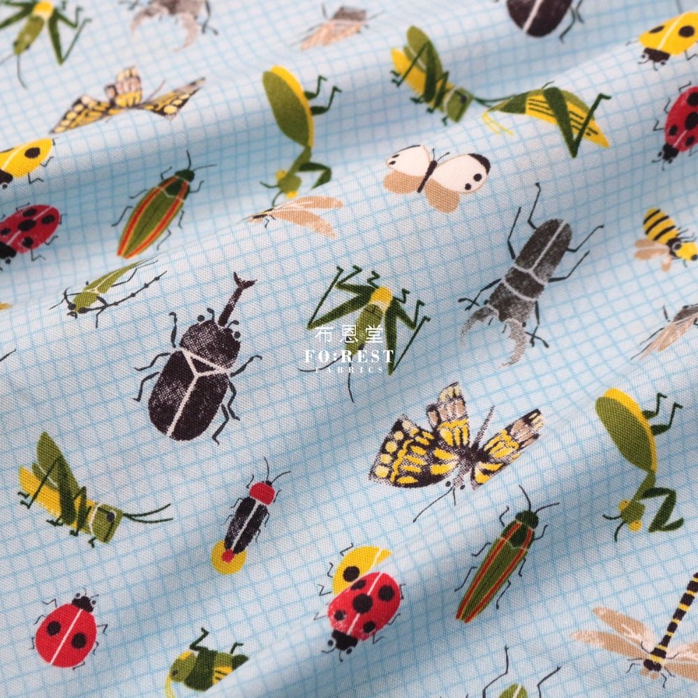 cotton - Beetle fabric 甲蟲王者 LT.BLUE - FO:REST Fabric 布恩堂Liberty fabrictana lawnjapanese fabricykk zipper