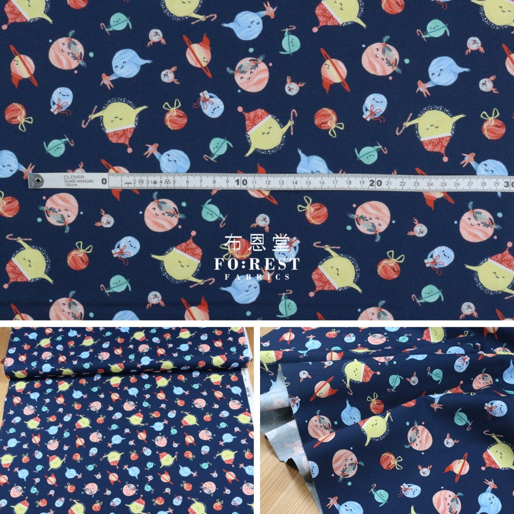 Cotton - Christmas Planets Fabric