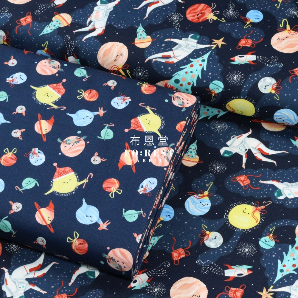 Cotton - Christmas Planets Fabric
