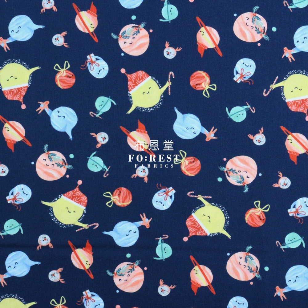Cotton - Christmas Planets Fabric