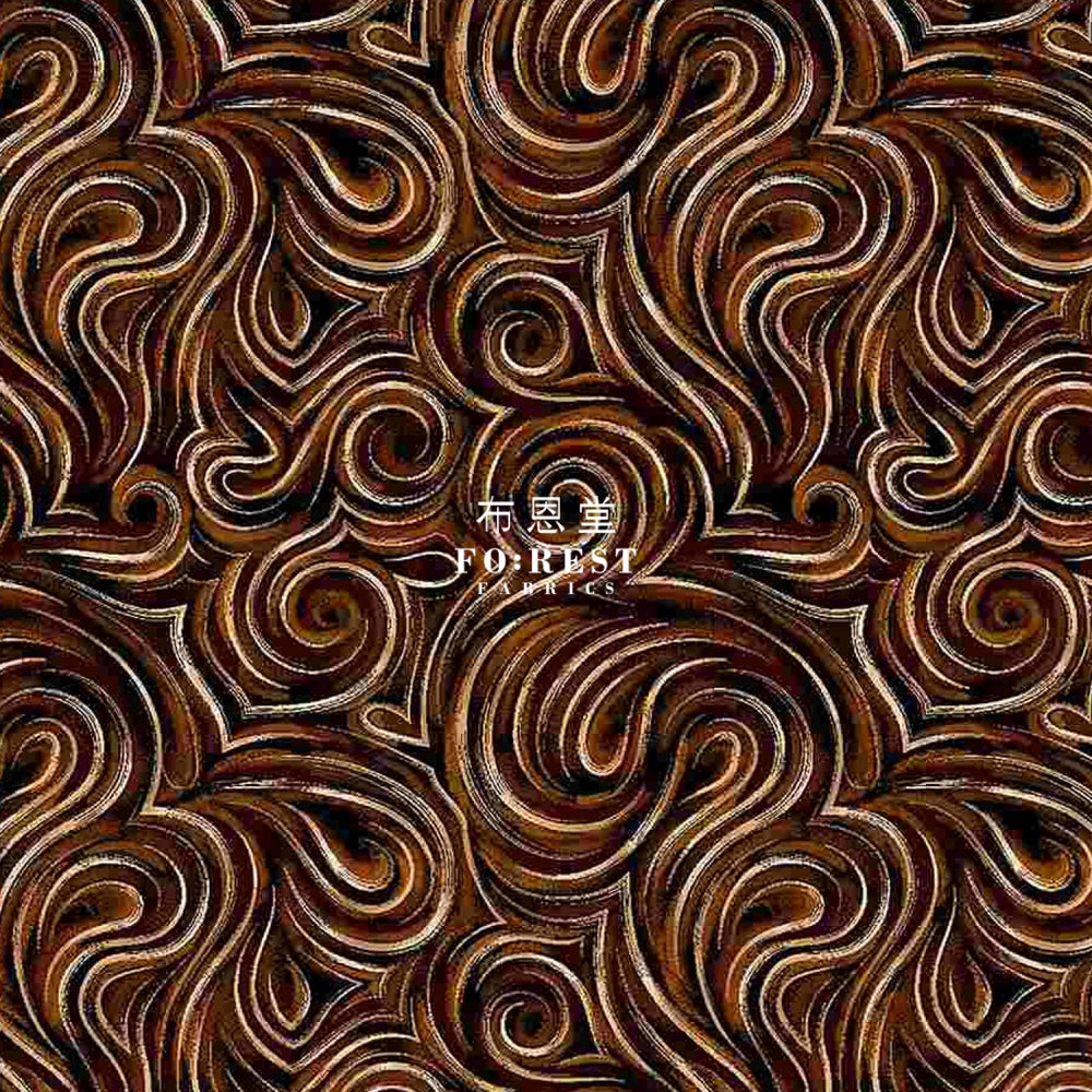 Cotton - Coffee Swirls Espresso Fabric