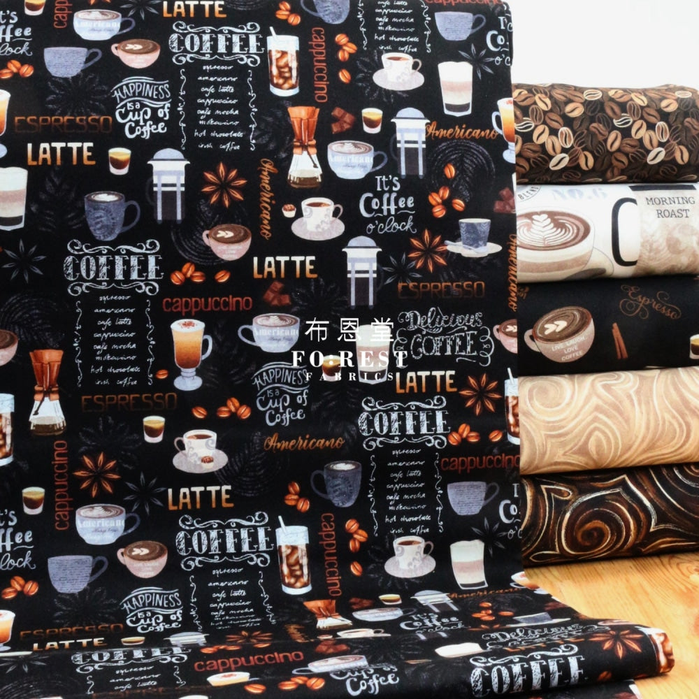 Cotton - Coffee Swirls Latte Fabric