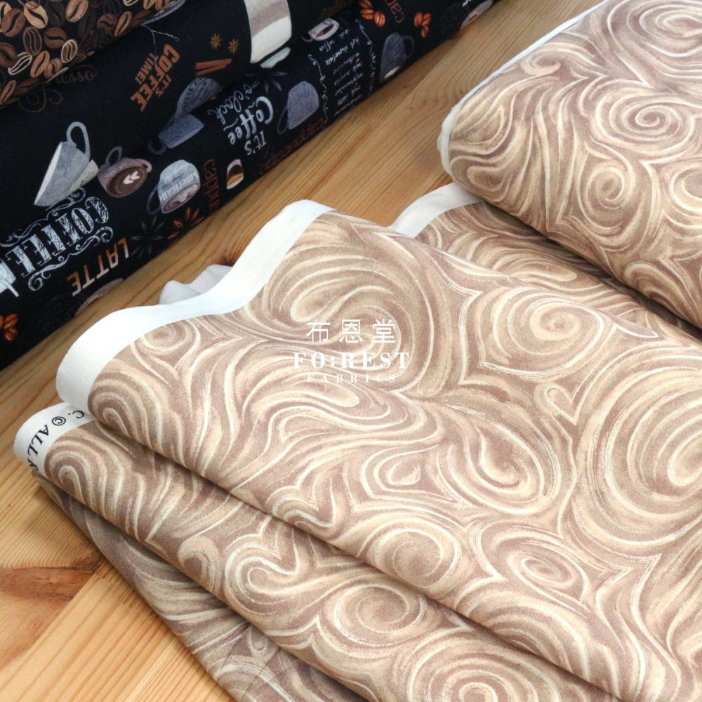 Cotton - Coffee Swirls Latte Fabric
