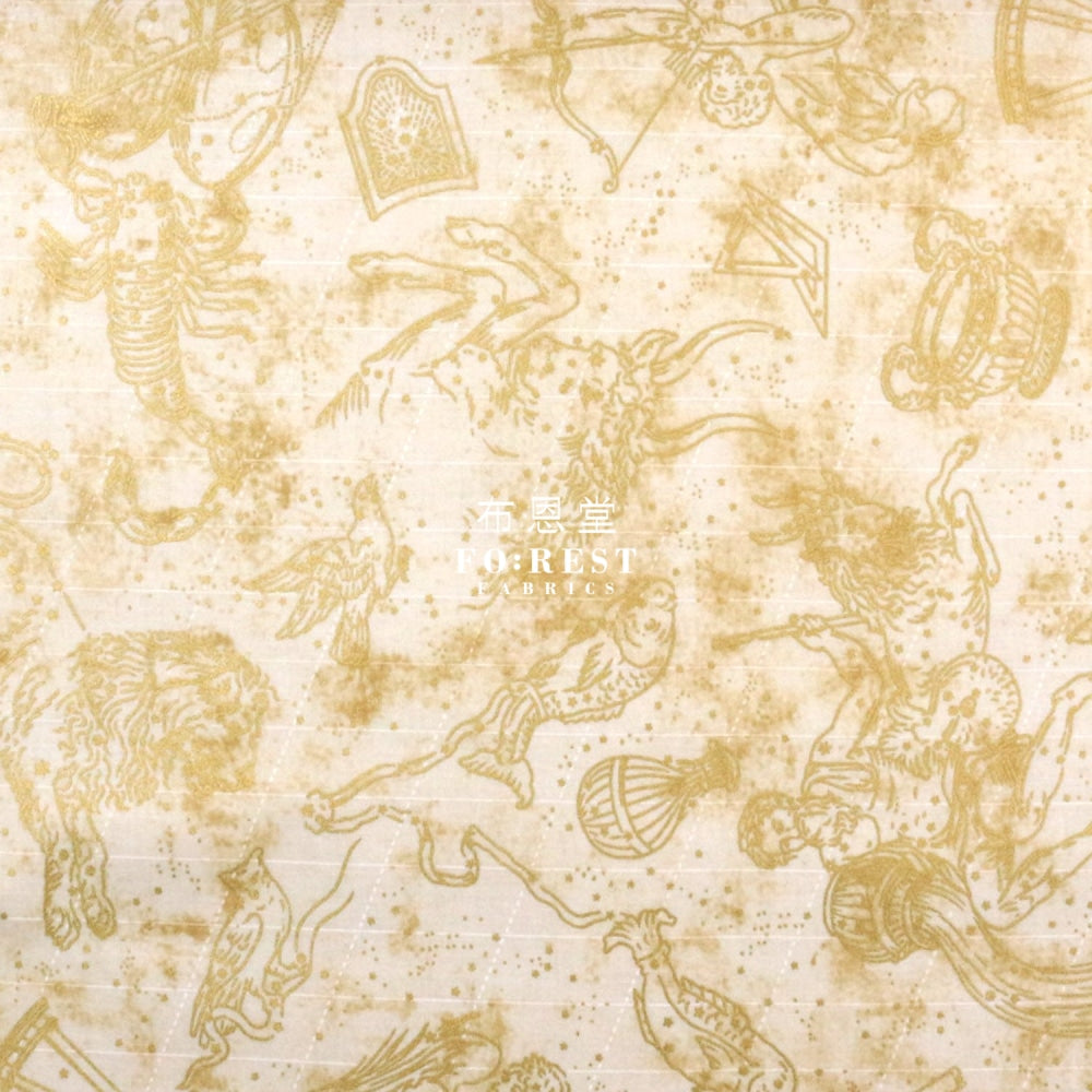 Cotton - Constellation In Milky Metallic Fabric