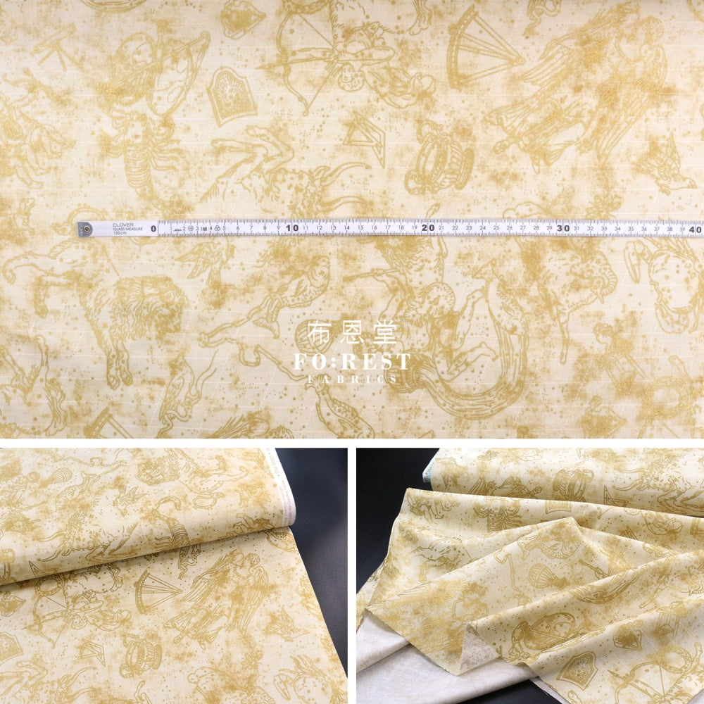 Cotton - Constellation In Milky Metallic Fabric