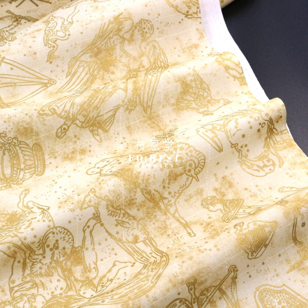 Cotton - Constellation In Milky Metallic Fabric