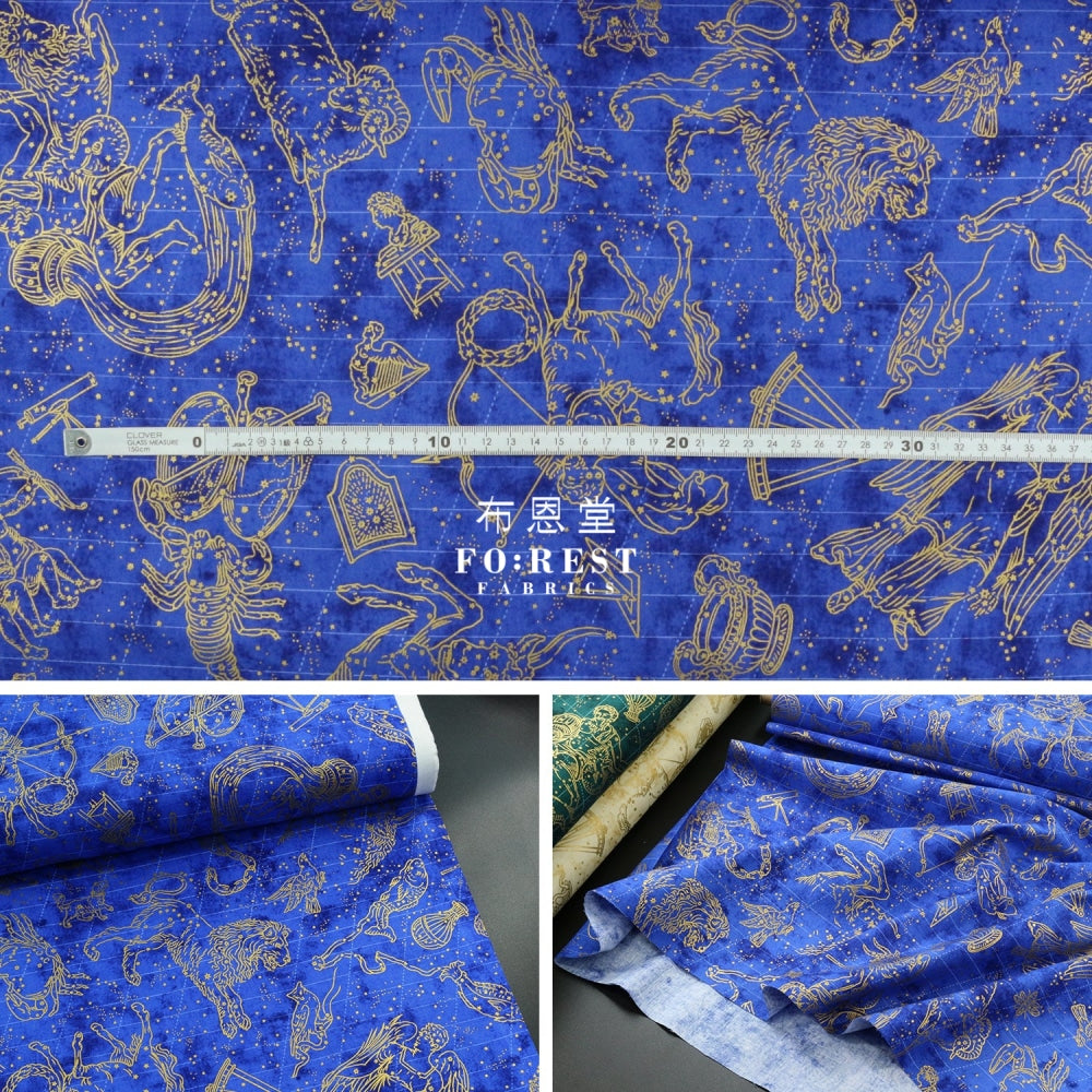 Cotton - Constellation In Sapphire Metallic Fabric