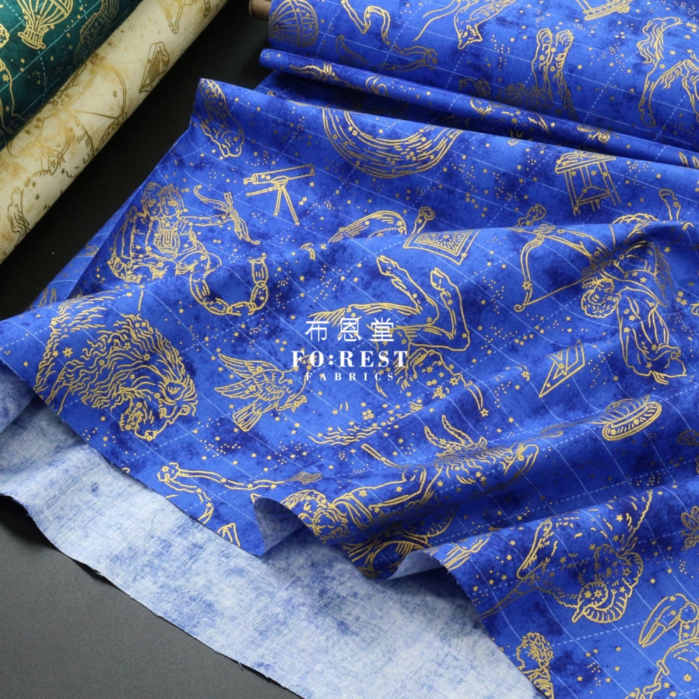 Cotton - Constellation In Sapphire Metallic Fabric