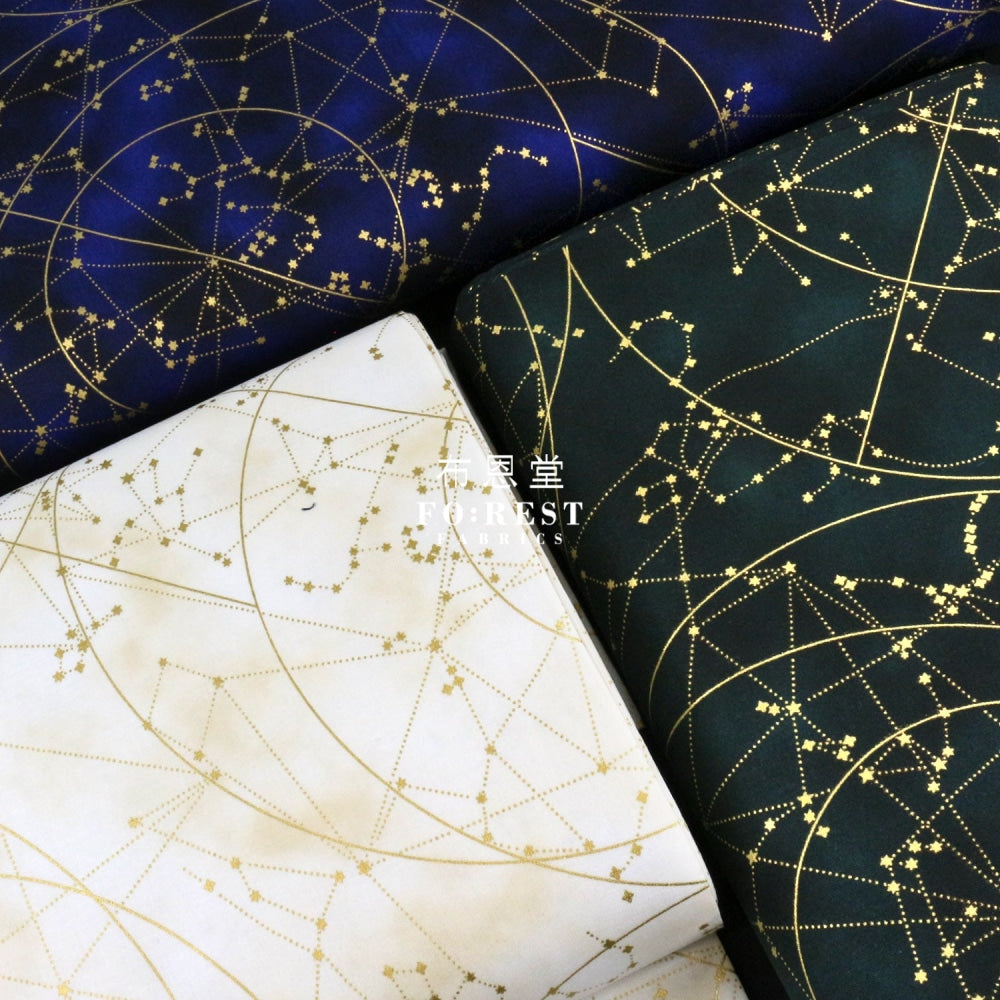 Cotton - Constellations In Midnight Metallic Fabric