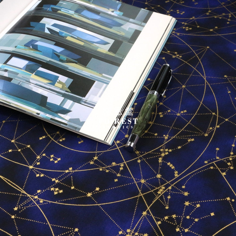 Cotton - Constellations In Midnight Metallic Fabric