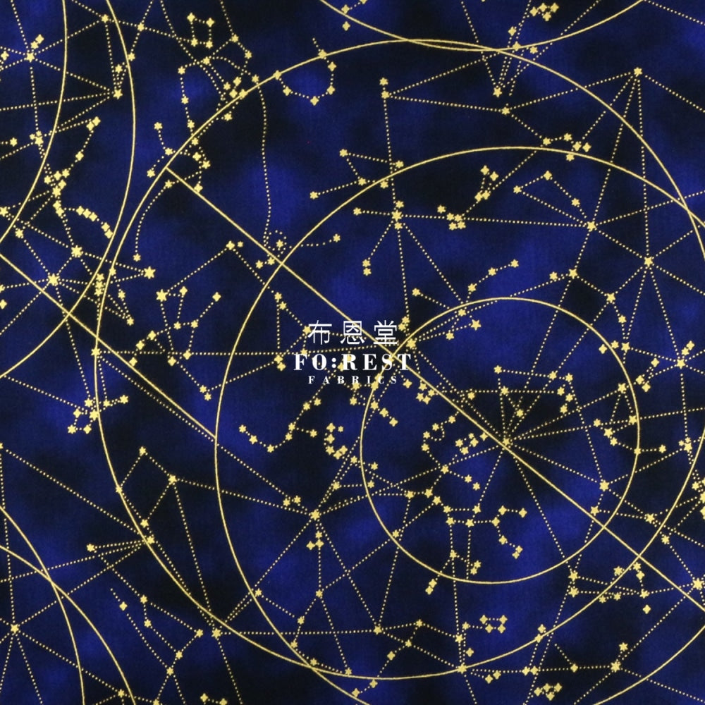 Cotton - Constellations In Midnight Metallic Fabric