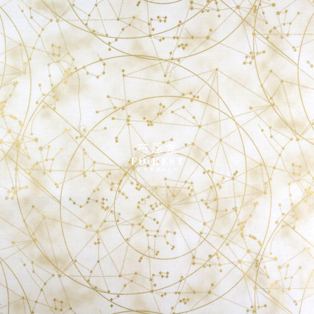 Cotton - Constellations In Milky Metallic Fabric