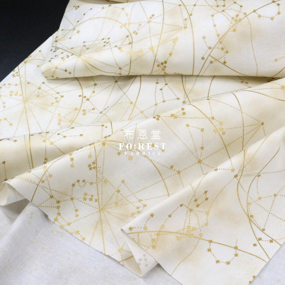 Cotton - Constellations In Milky Metallic Fabric