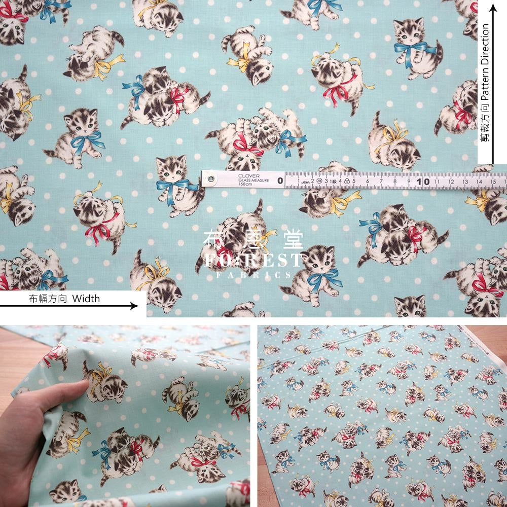 Cotton - Dear Little World Cats Dot Fabric Light Purple