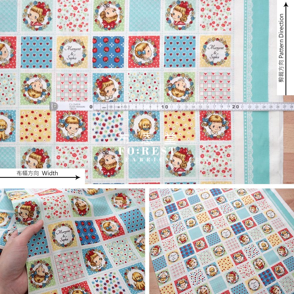 Cotton - Dear Little World Lovely Girls Border Fabric Light Blue