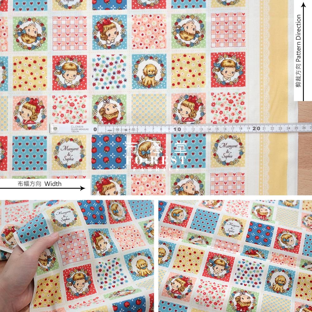 Cotton - Dear Little World Lovely Girls Border Fabric Light Yellow