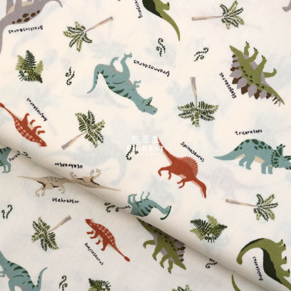 cotton Dinosaur fabric Natural