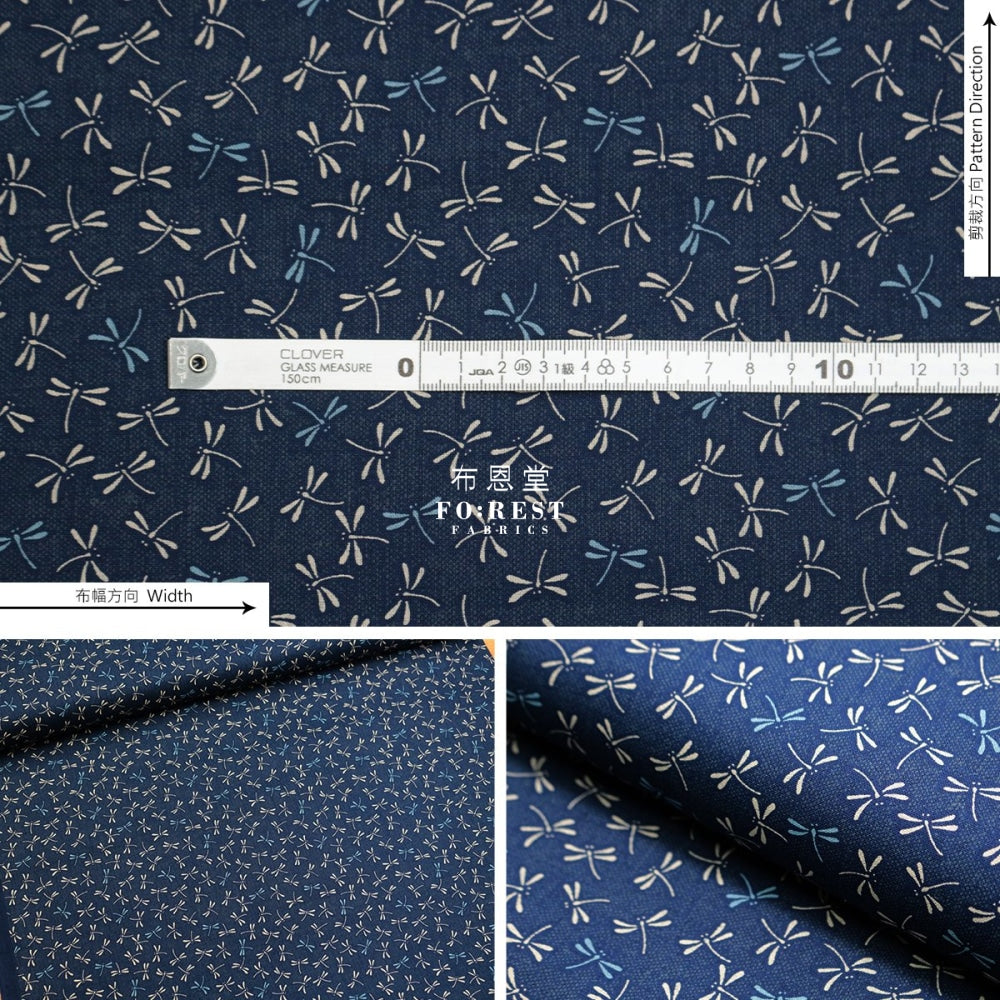 Cotton - Dragonfly Navy Fabric