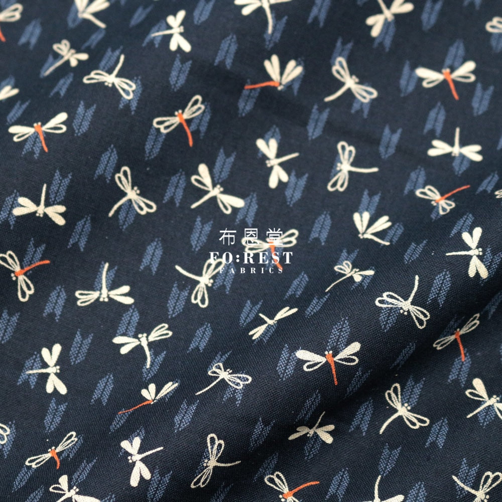 Cotton - Dragonfly Navy Fabric