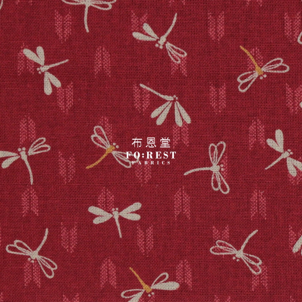 Cotton - Dragonfly Red Fabric