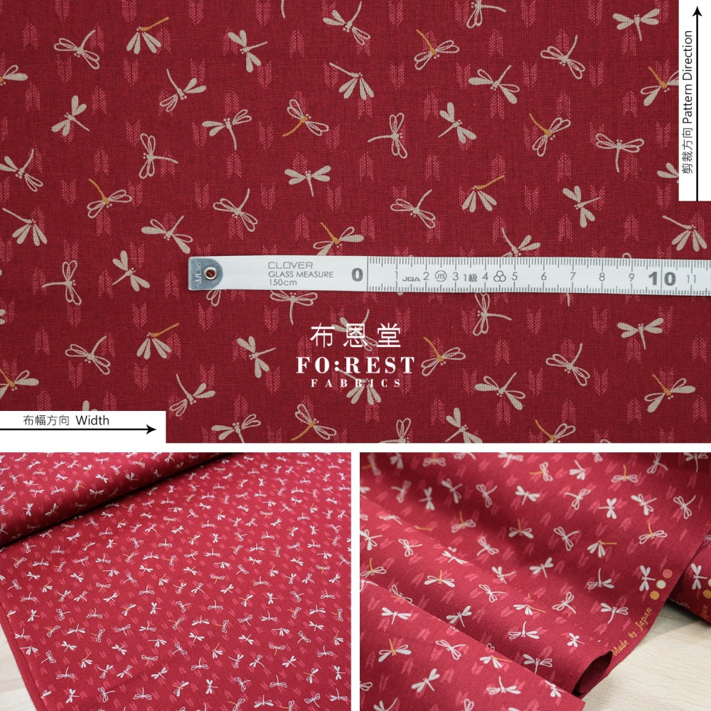 Cotton - Dragonfly Red Fabric