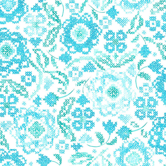 Cotton - Embroidery Belle Flower Lt